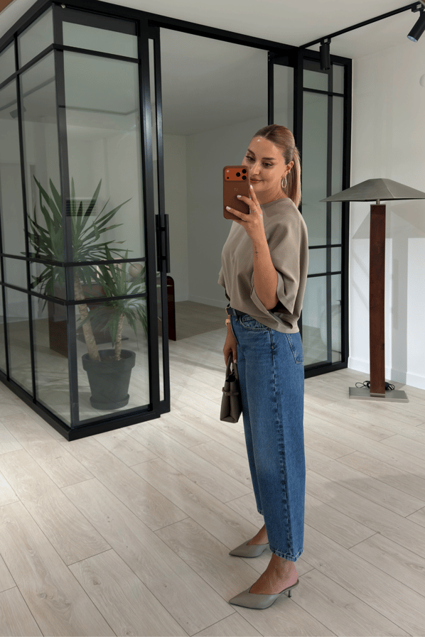 Premium Seri Mavi Yıkamalı Culotte Jean PantolonSezgi Tekin