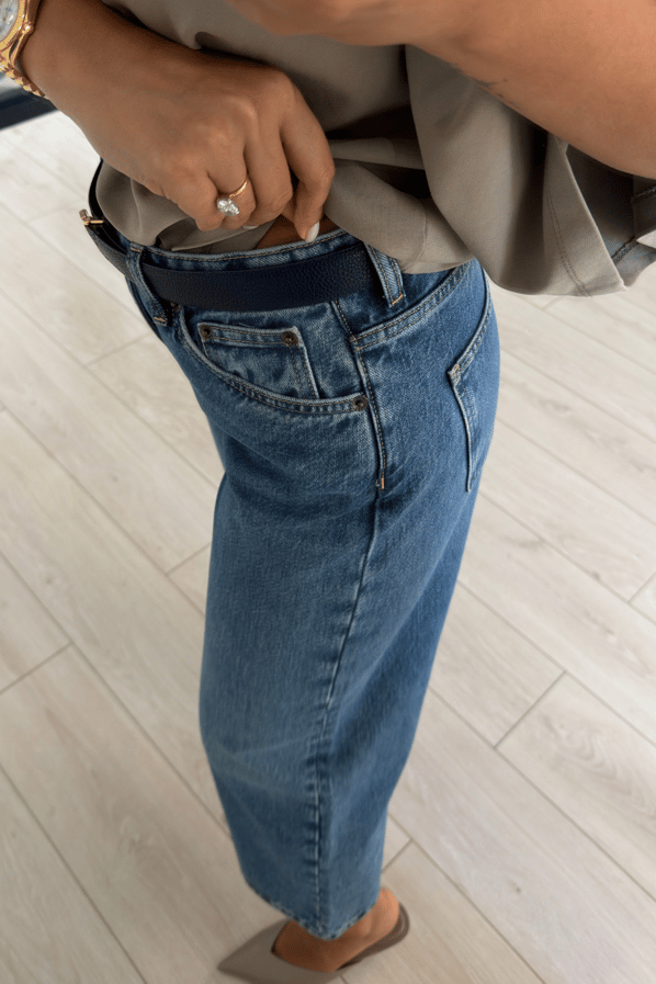 Premium Seri Mavi Yıkamalı Culotte Jean PantolonSezgi Tekin