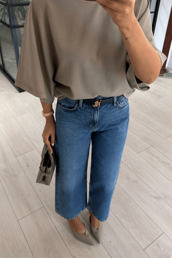 Premium Seri Mavi Yıkamalı Culotte Jean PantolonSezgi Tekin