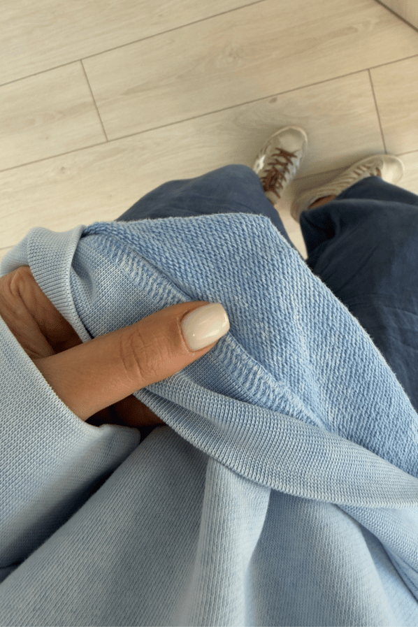 Premium Seri Mavi Yıkamalı Basic SweatSezgi Tekin