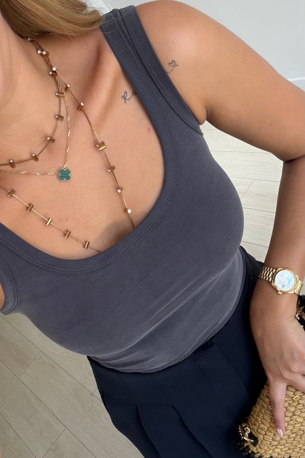Premium Seri Ön Arka U Yaka Antrasit Pike Moda AtletSezgi Tekin