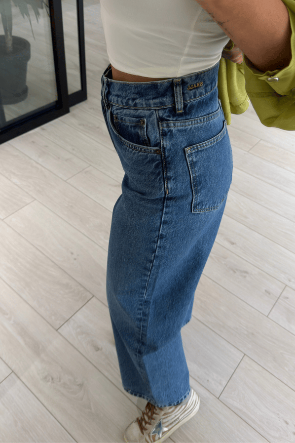 Premium Seri Yüksek Bel Wide Leg Koyu Mavi Yıkamalı JeanSezgi Tekin