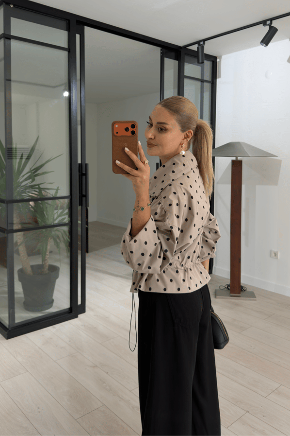 Puantiyeli Cep Detay Vizon CeketSezgi Tekin
