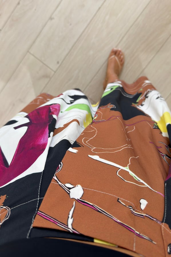 Renk Desenli Beli Lastikli Poplin Çan EtekSezgi Tekin