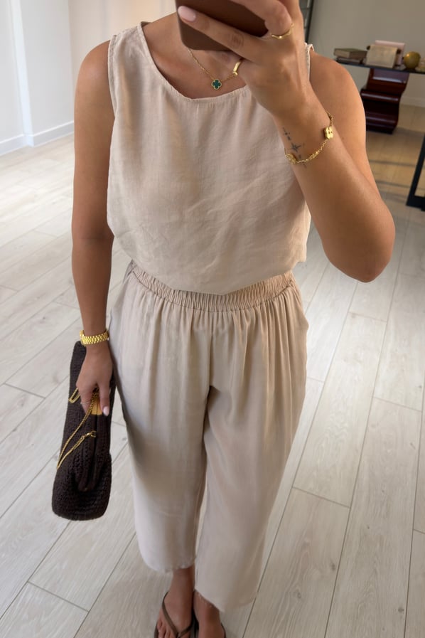 Slouchy Pantolon Bluz Natural Tensel TakımSezgi Tekin
