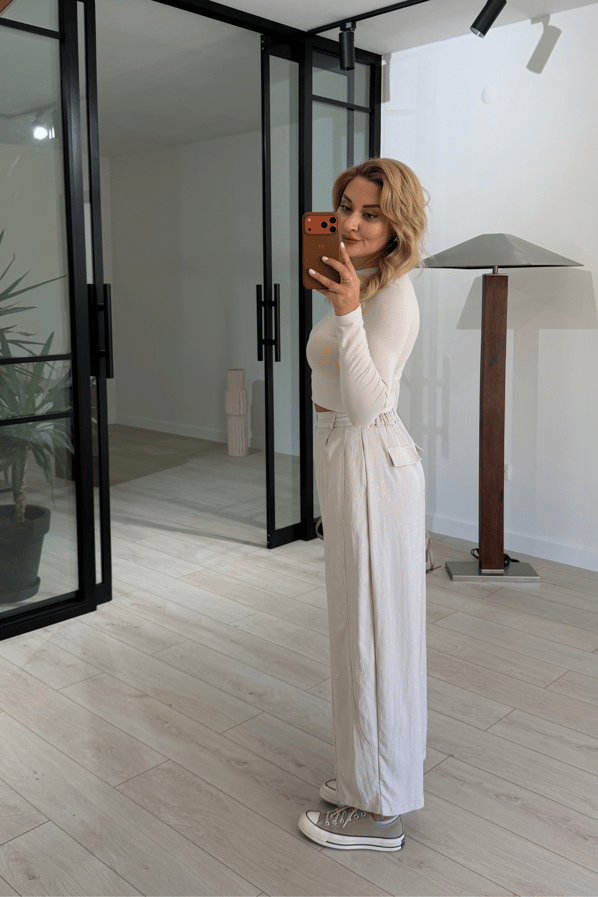 Taş Detaylı Taş Slouchy PantolonSezgi Tekin