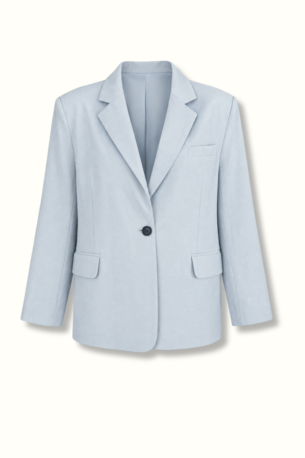Tek Düğmeli Oversize Modal Bebek Mavi Blazer CeketSezgi Tekin