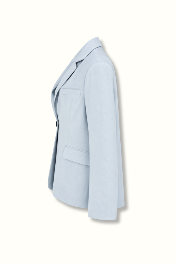 Tek Düğmeli Oversize Modal Bebek Mavi Blazer CeketSezgi Tekin