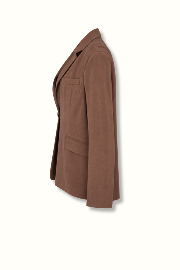 Tek Düğmeli Oversize Modal Kahve Blazer CeketSezgi Tekin