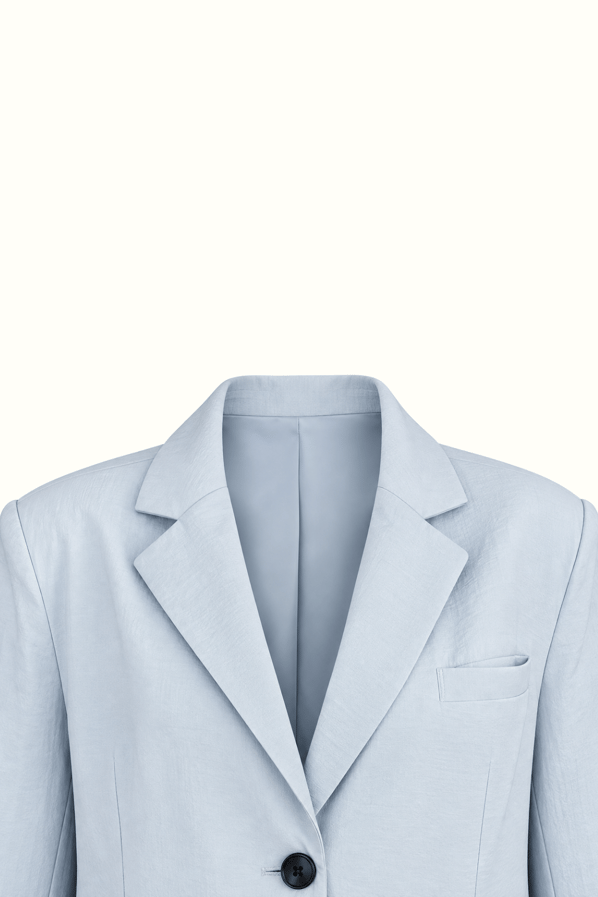 Tek Düğmeli Oversize Modal Bebek Mavi Blazer CeketSezgi Tekin