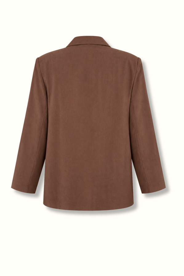 Tek Düğmeli Oversize Modal Kahve Blazer CeketSezgi Tekin