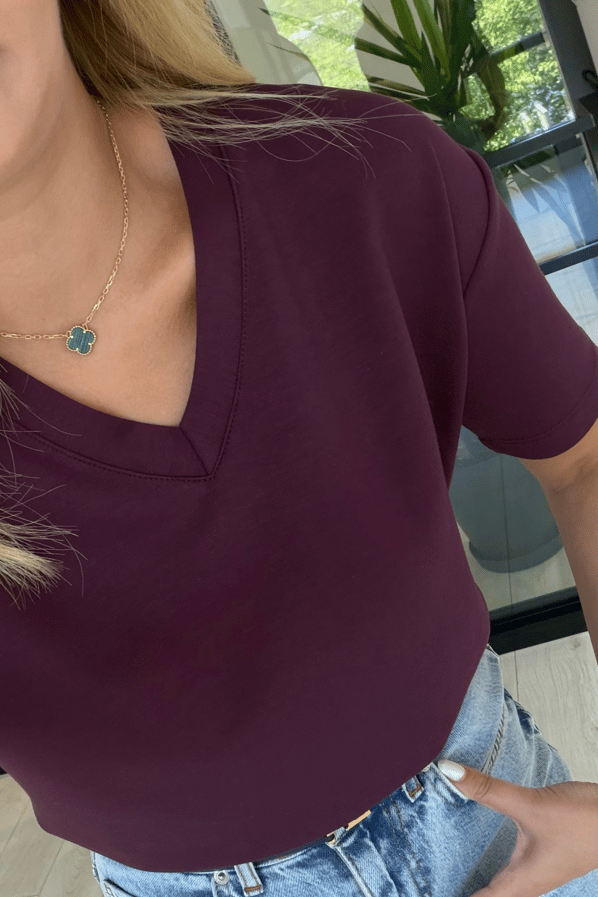 V Yaka Mürdüm Tok Modal Basic TshirtSezgi Tekin