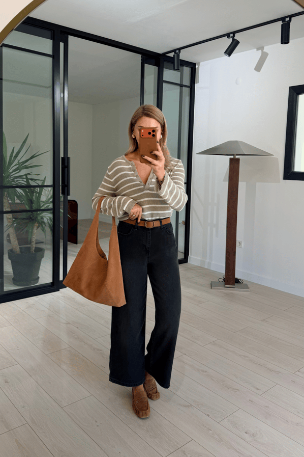 Wide Leg Dökümlü Antrasit Bol PantolonSezgi Tekin