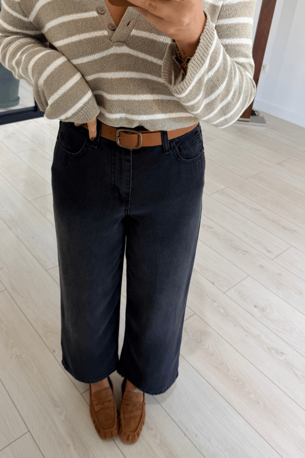 Wide Leg Dökümlü Antrasit Bol PantolonSezgi Tekin