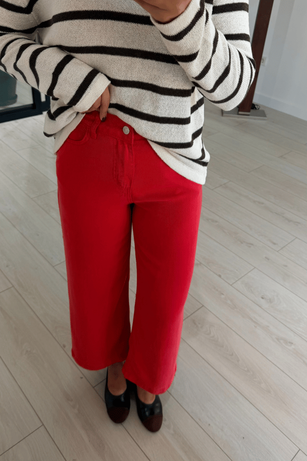 Wide Leg Dökümlü Kırmızı Bol PantolonSezgi Tekin