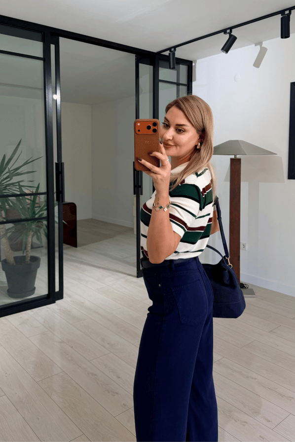 Wide Leg Dökümlü Lacivert Bol PantolonSezgi Tekin