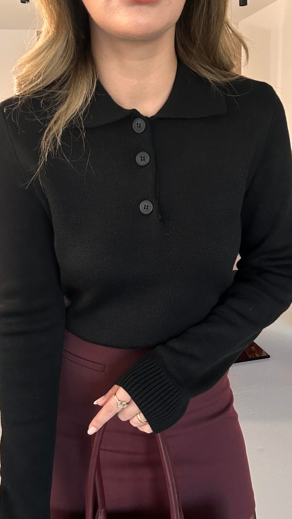 Siyah Polo Yaka Kazak