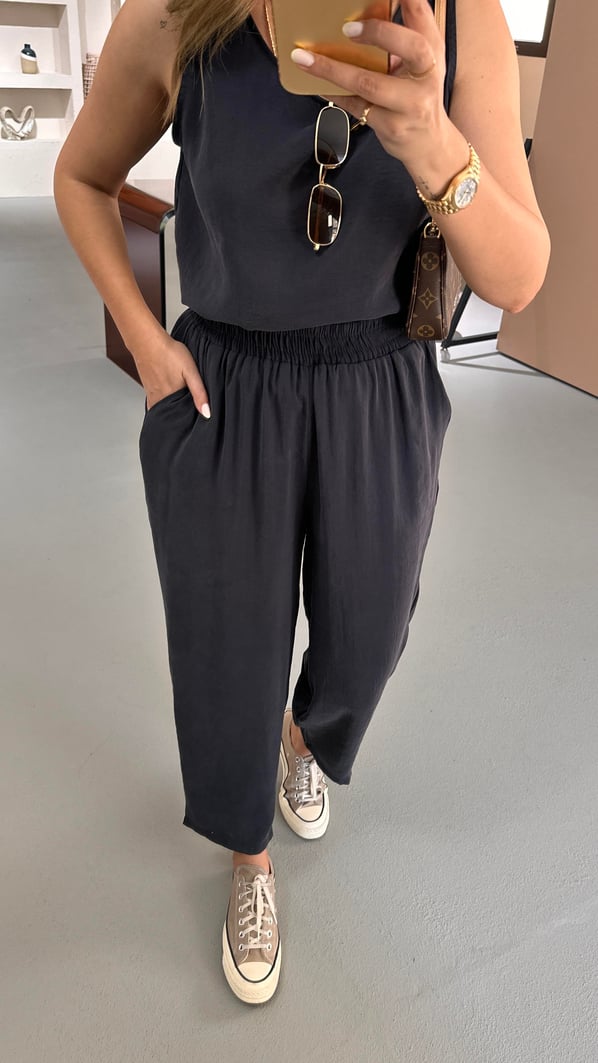 Slouchy Pantolon Bluz Antrasit Tensel Takım