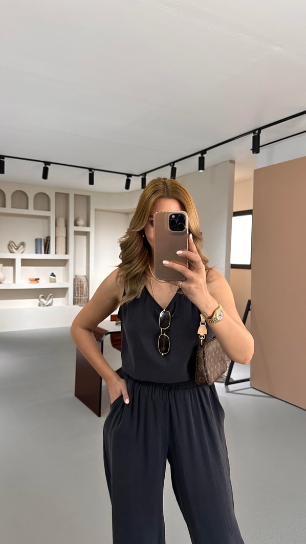 Slouchy Pantolon Bluz Antrasit Tensel Takım