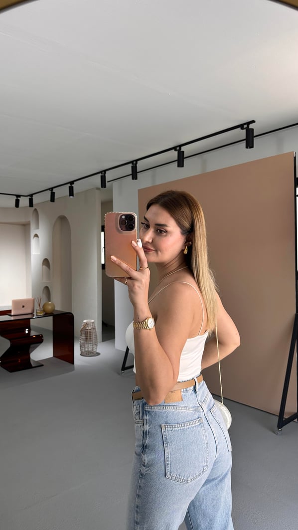 Spagetti Askılı Ekru Crop