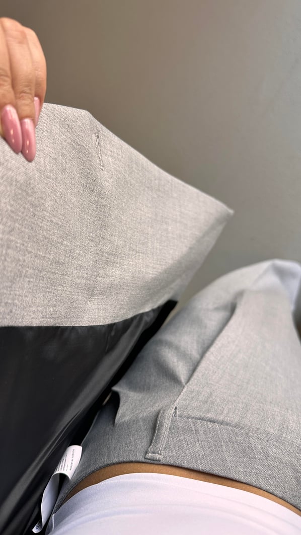 Tek Düğme Blazer Piliseli Palazzo Pantolon Gri Takım