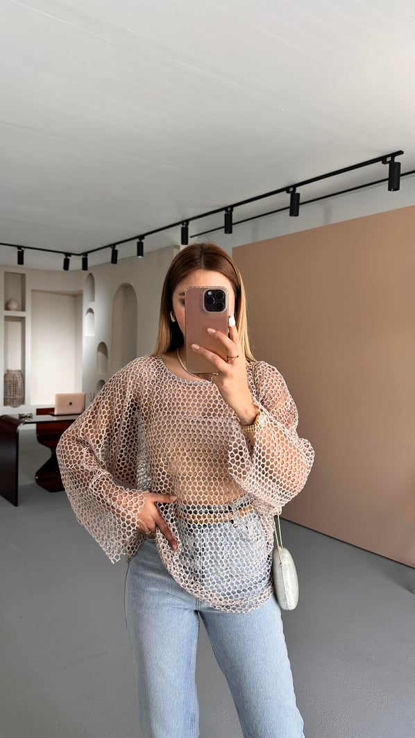 Ten Oversize Simli File Bluz