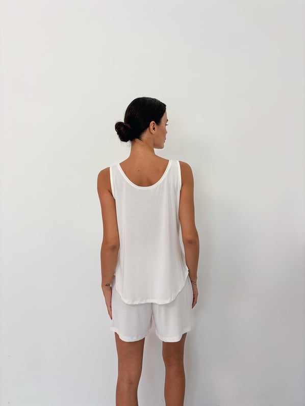 V Yaka Dökümlü Ekru Modal Atlet