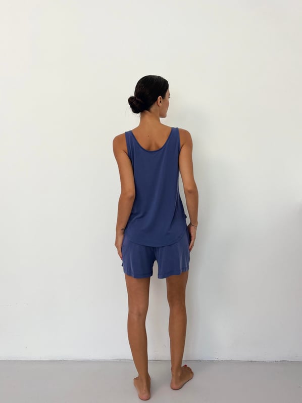 V Yaka Dökümlü İndigo Modal Atlet