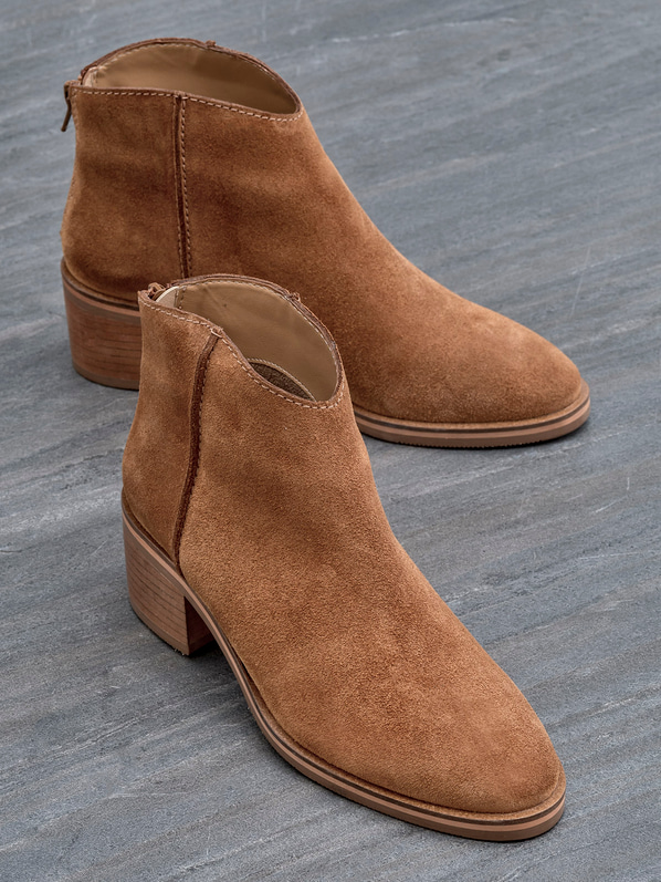 Taba deri topuklu kadın bot - Elle Shoes