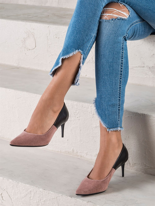 Pudra siyah kadın ayakkabı - Elle Shoes