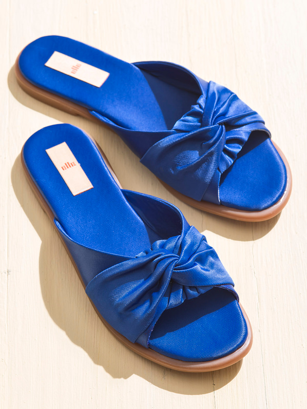 Mavi tekstil kadın düz terlik - Elle Shoes