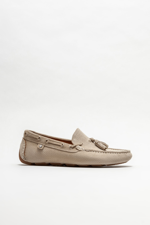 Bej deri erkek loafer, günlük kullanım için - Elle Shoes
