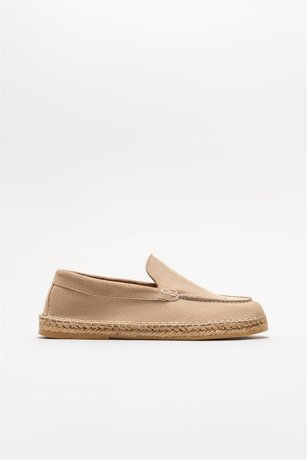 Bej deri erkek espadril - Elle Shoes