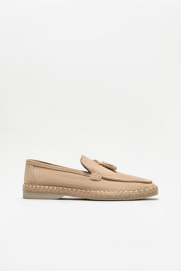 Bej deri erkek espadril - Elle Shoes