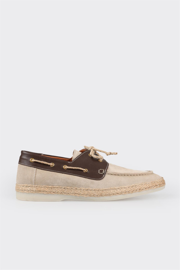 Bej deri erkek espadril - Elle Shoes