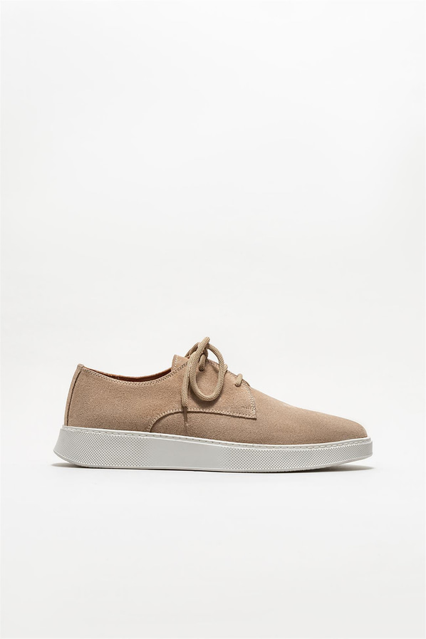 Bej deri erkek günlük ayakkabı, günlük kullanım için - Elle Shoes