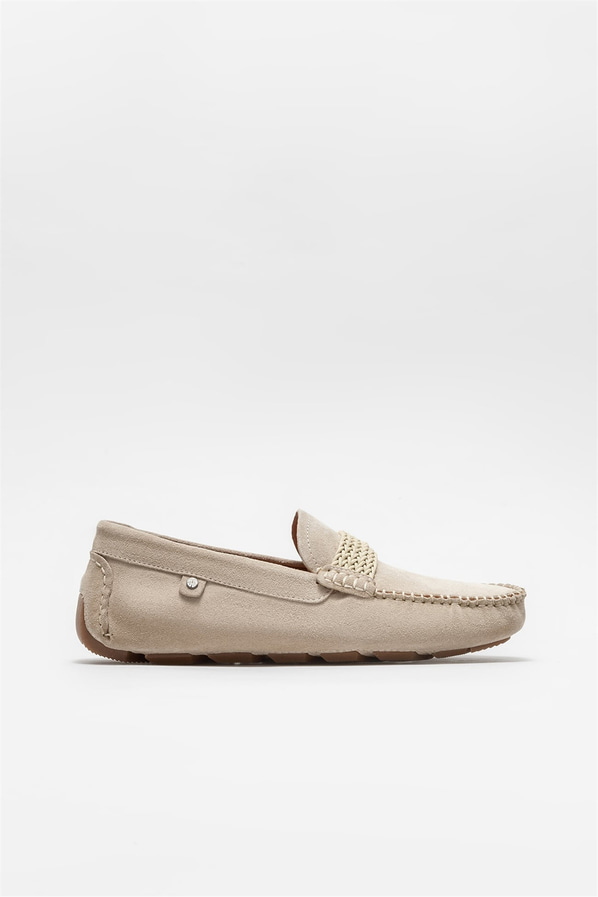 Bej deri erkek günlük ayakkabı, günlük kullanım için - Elle Shoes