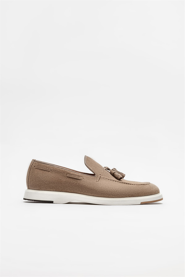 Bej deri erkek loafer - Elle Shoes