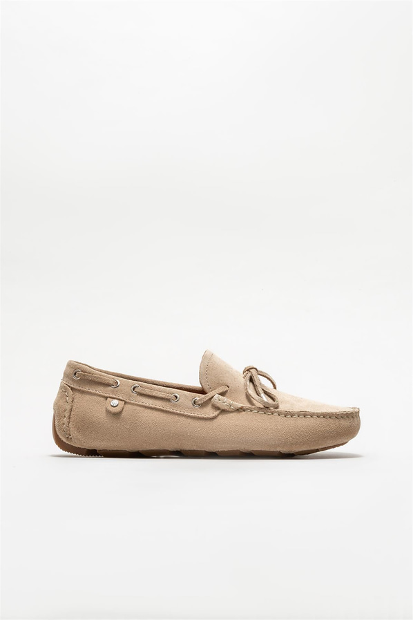 Bej deri erkek loafer - Elle Shoes