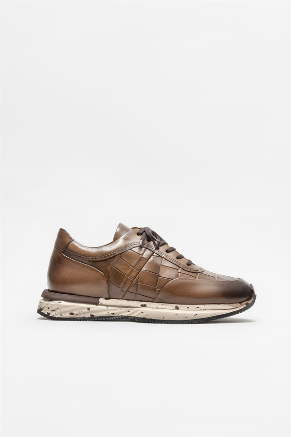 Bej deri erkek spor ayakkabı - Elle Shoes