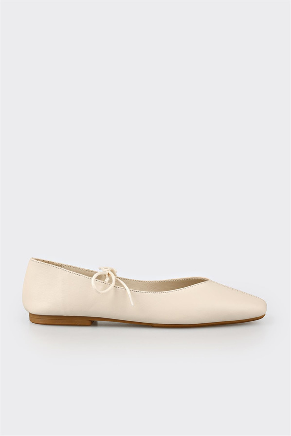 Bej deri kadın babet - Elle Shoes