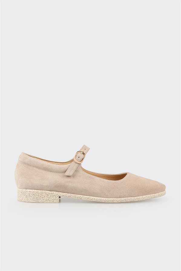 Bej deri kadın babet - Elle Shoes