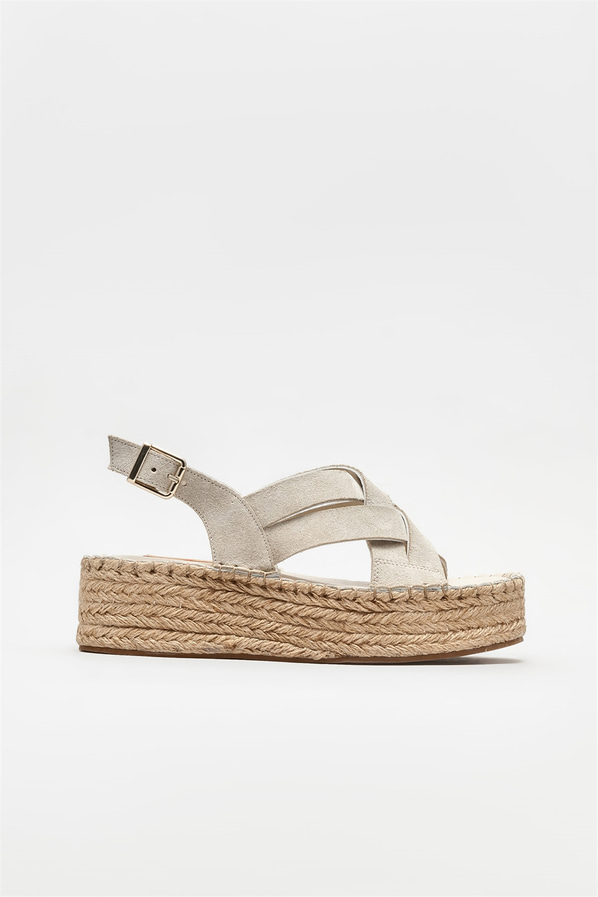 Bej deri kadın espadril - Elle Shoes