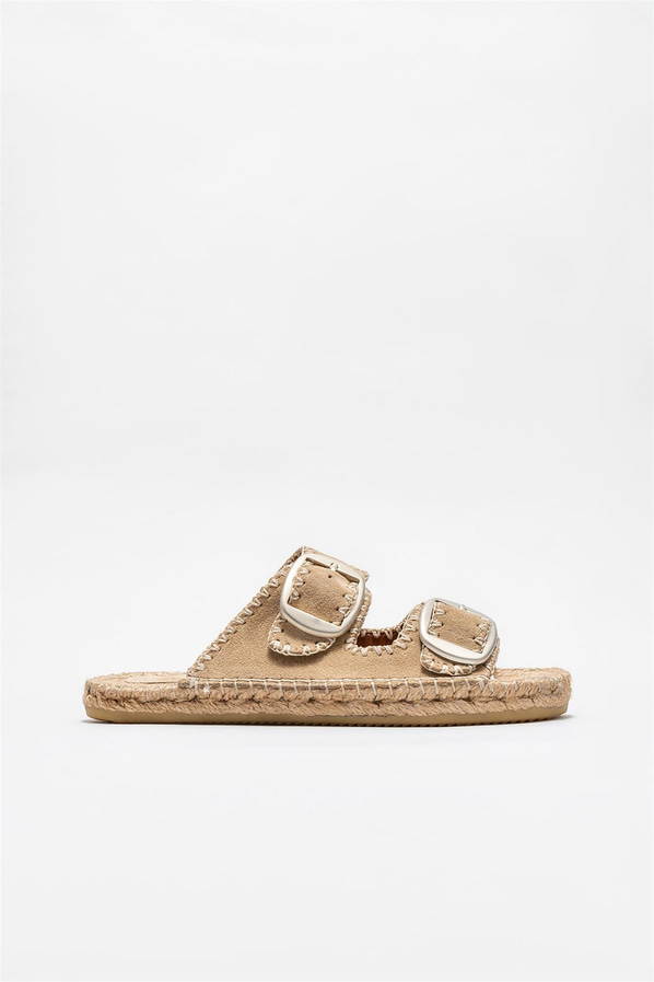 Bej deri kadın espadril - Elle Shoes
