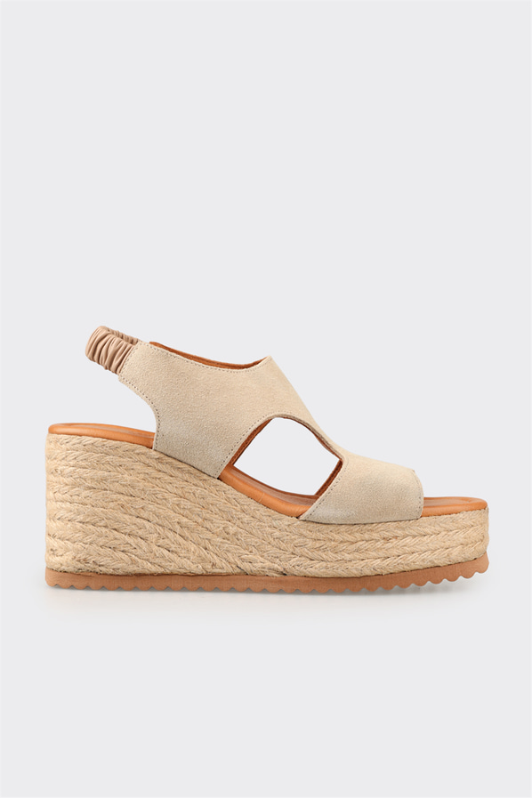 Bej deri kadın espadril - Elle Shoes
