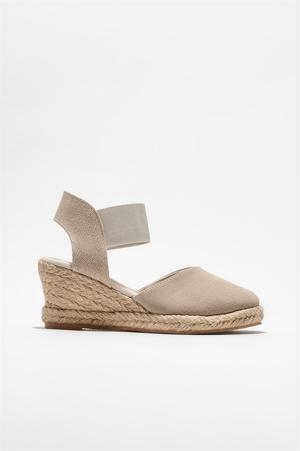 Bej deri kadın espadril - Elle Shoes
