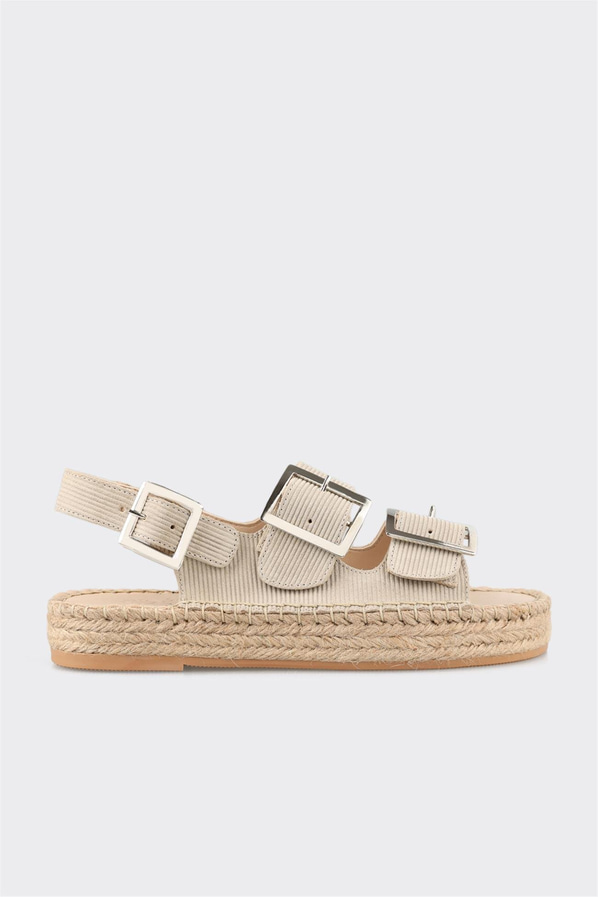 Bej Deri Kadın Espadril