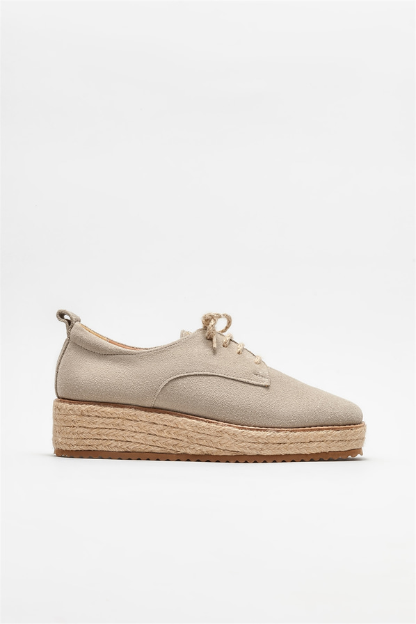 Bej deri kadın espadril - Elle Shoes