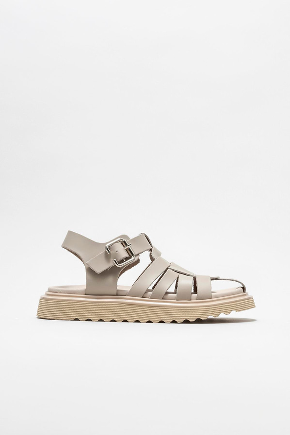 Bej deri kadın düz ayakkabı, günlük kullanım için - Elle Shoes