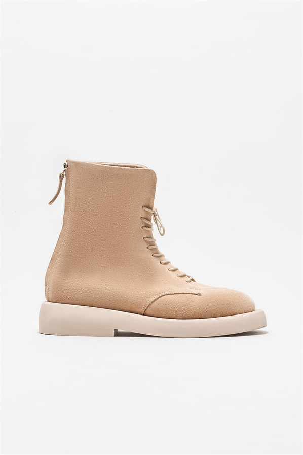 Bej deri kadın bot, günlük kullanım için - Elle Shoes